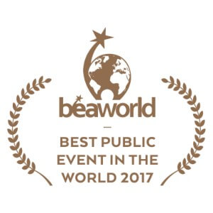 Logotipo del premio “Mejor evento público del mundo 2017” de Best Event Awards