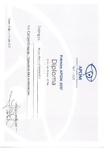 Fotografia do Certificado do Prémio APOM 2017 para Melhor Trabalho em Museologia