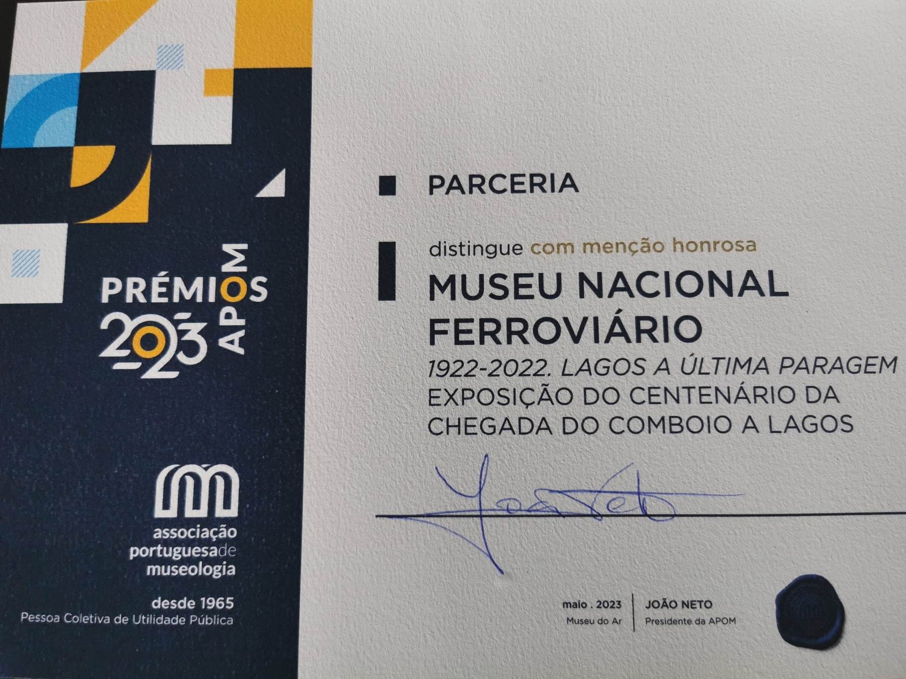 Museu Nacional Ferroviário e Câmara Municipal de Lagos distinguidos nos Prémios APOM 2023